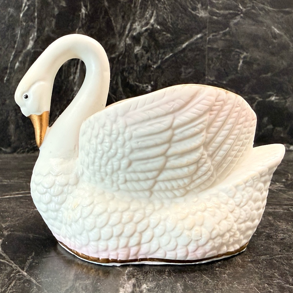 Genuine Porcelain Swan Planter - Picture 6 of 16